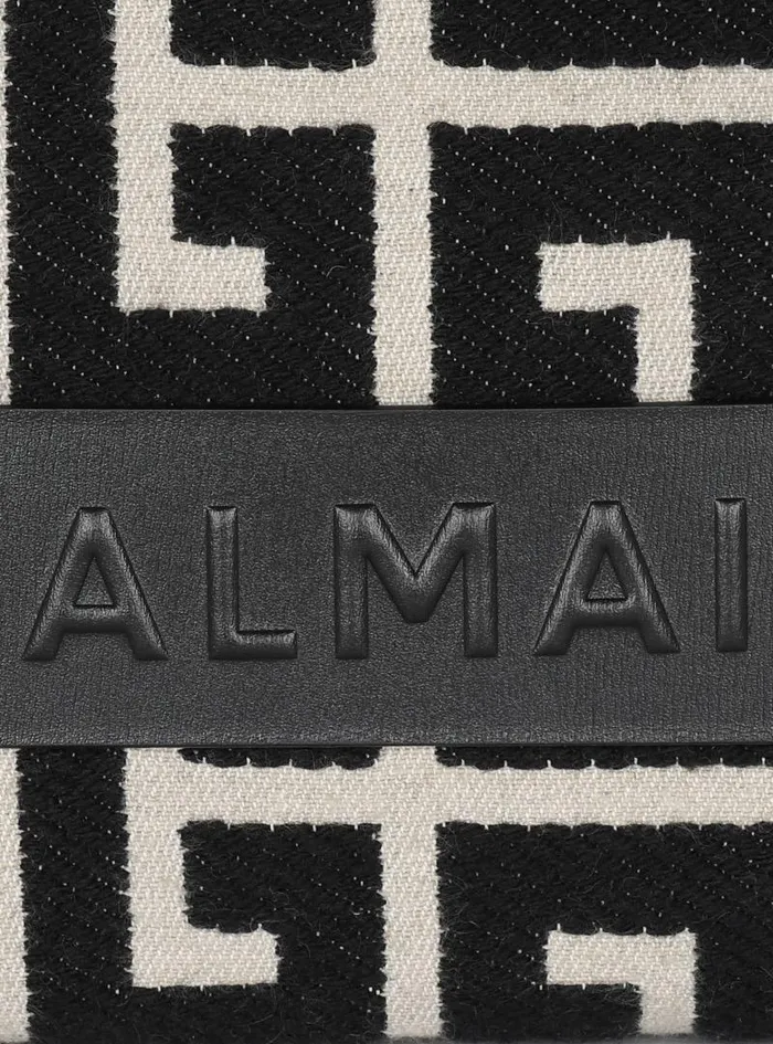 Balmain Crossbody Bags Women BArmy Monogrammed Jacquard And Leather Tote Bag Black