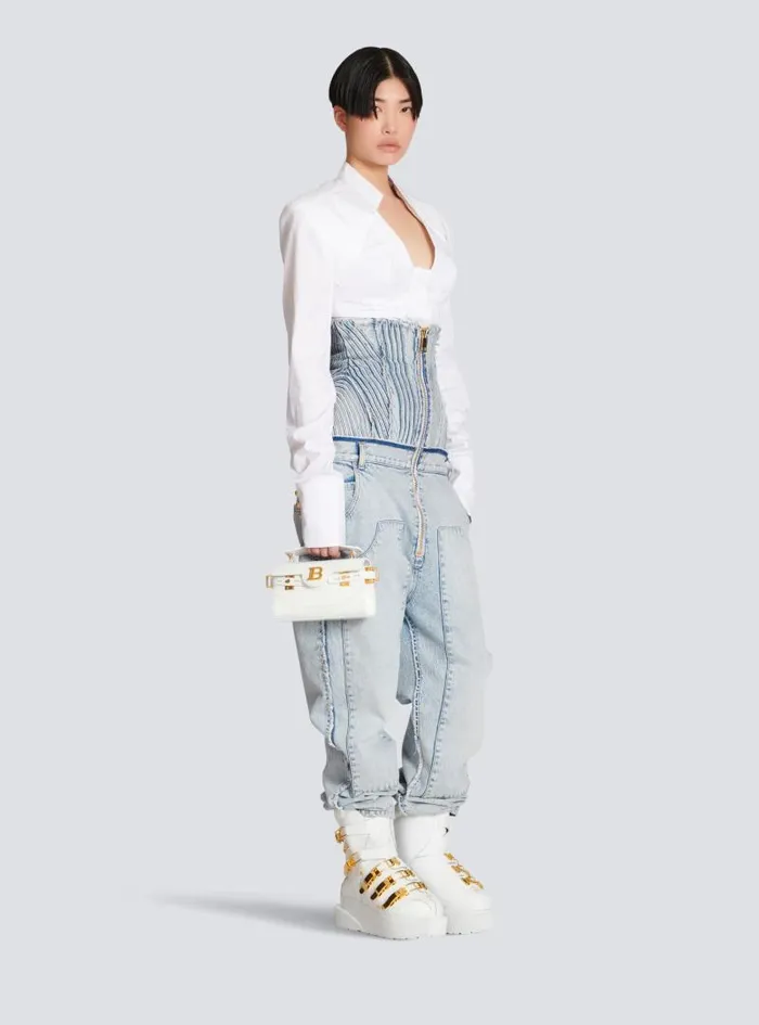 Balmain Crossbody Bags Women BBuzz 19 Bag In Crocodile Effectembossed Leather White Balmain Crossbody Bags Women BBuzz 19 Bag In Crocodile Effectembossed Leather White