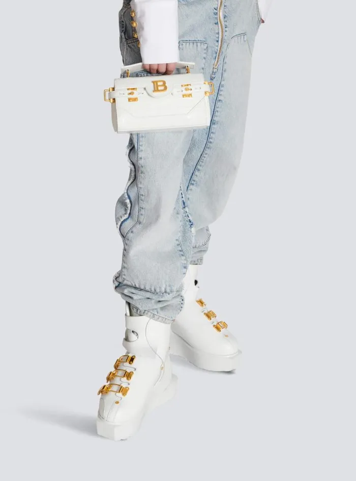 Balmain Crossbody Bags Women BBuzz 19 Bag In Crocodile Effectembossed Leather White