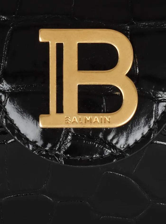 Balmain Crossbody Bags Women BBuzz 19 Bag In Crocodileprint Leather Black
