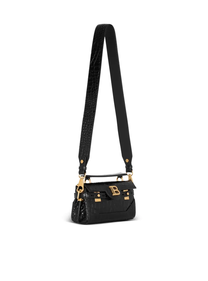 Balmain Crossbody Bags Women BBuzz 19 Bag In Crocodileprint Leather Black