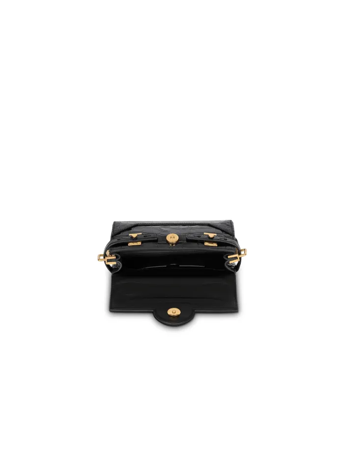 Balmain Crossbody Bags Women BBuzz 19 Bag In Crocodileprint Leather Black