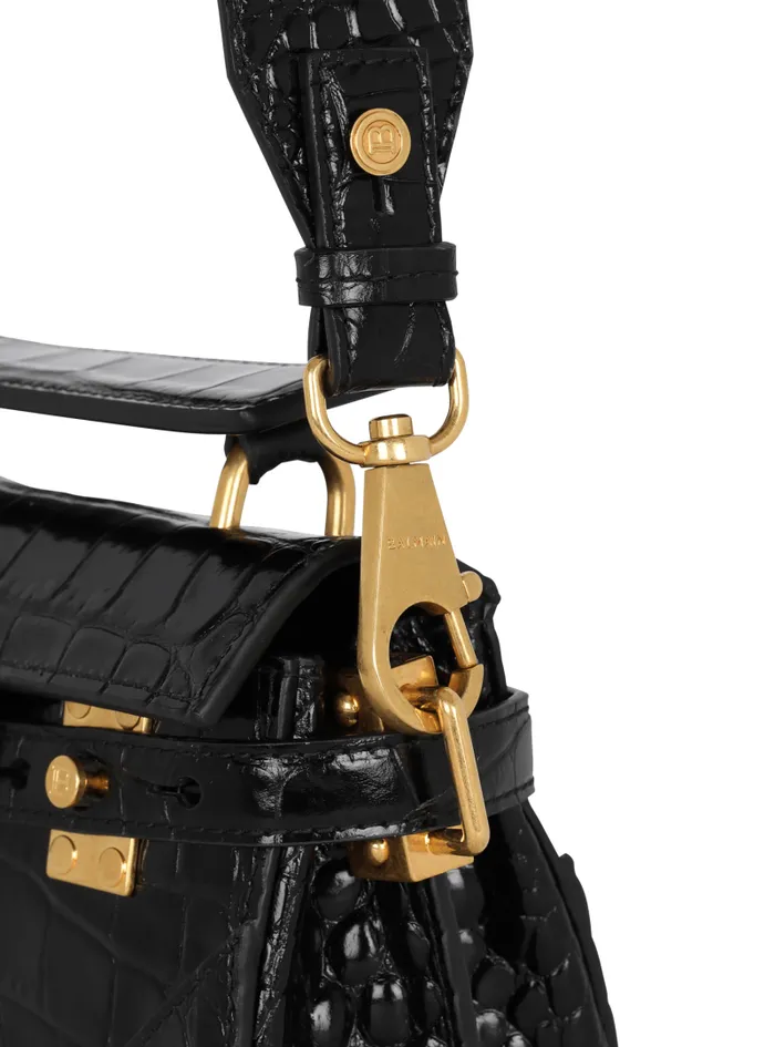 Balmain Crossbody Bags Women BBuzz 19 Bag In Crocodileprint Leather Black