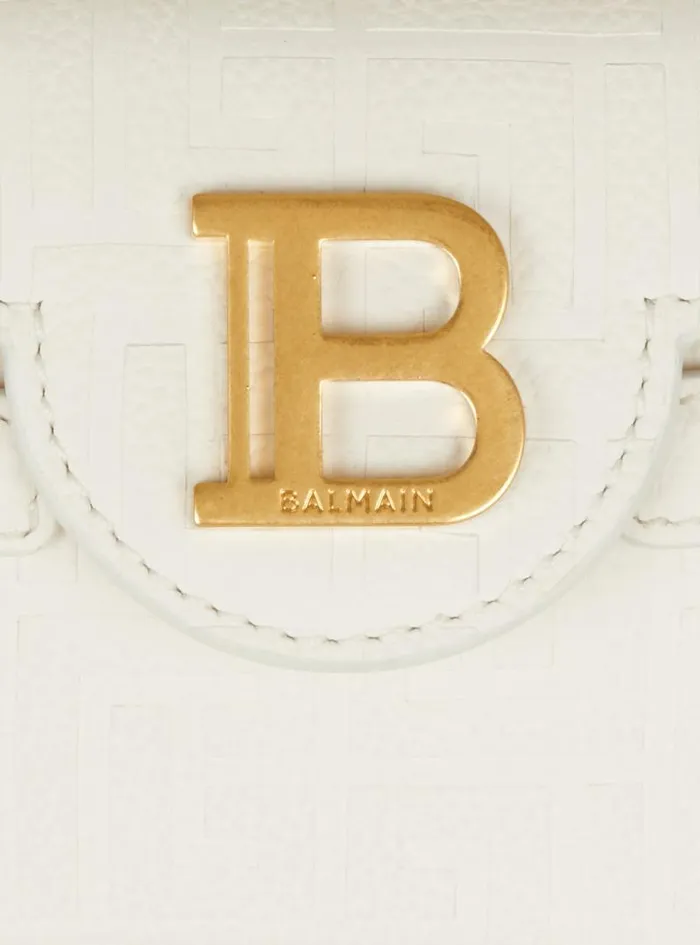 Balmain Crossbody Bags Women BBuzz 19 Monogram Grained Leather Bag Beige