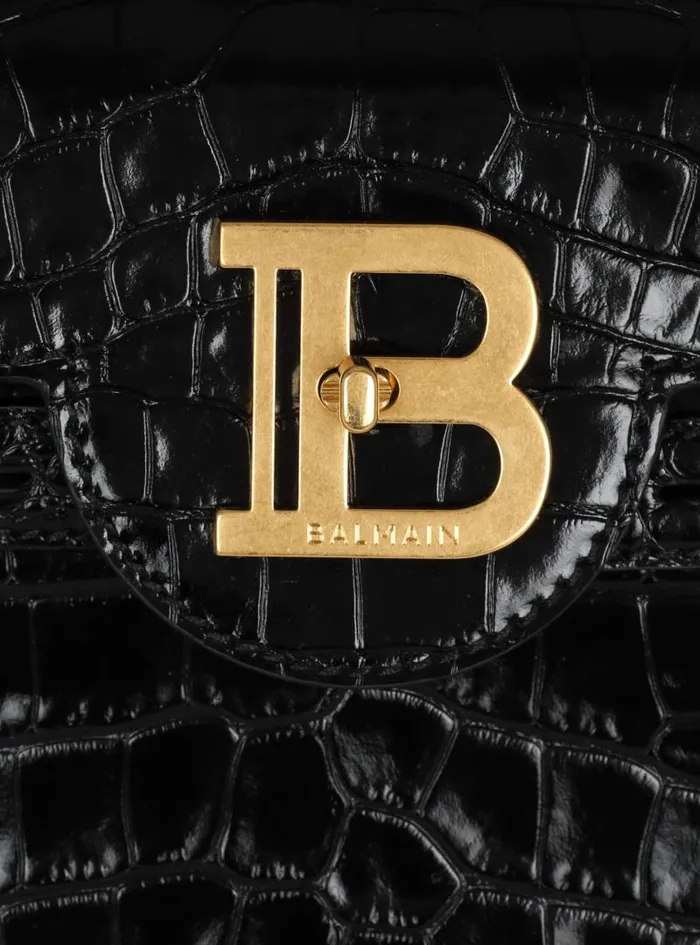 Balmain Crossbody Bags Women BBuzz 23 Bag In Crocodileprint Leather Black