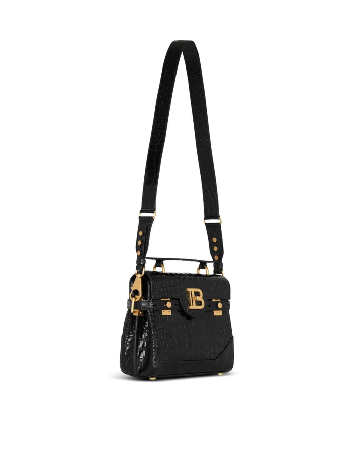 Balmain Crossbody Bags Women BBuzz 23 Bag In Crocodileprint Leather Black