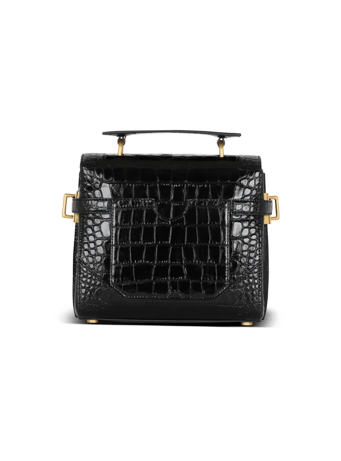 Balmain Crossbody Bags Women BBuzz 23 Bag In Crocodileprint Leather Black