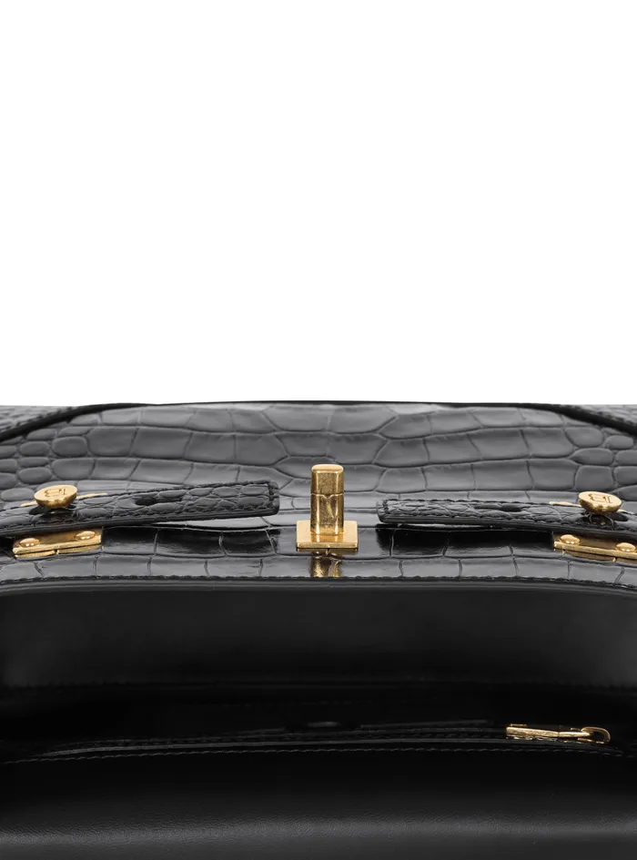 Balmain Crossbody Bags Women BBuzz 23 Bag In Crocodileprint Leather Black