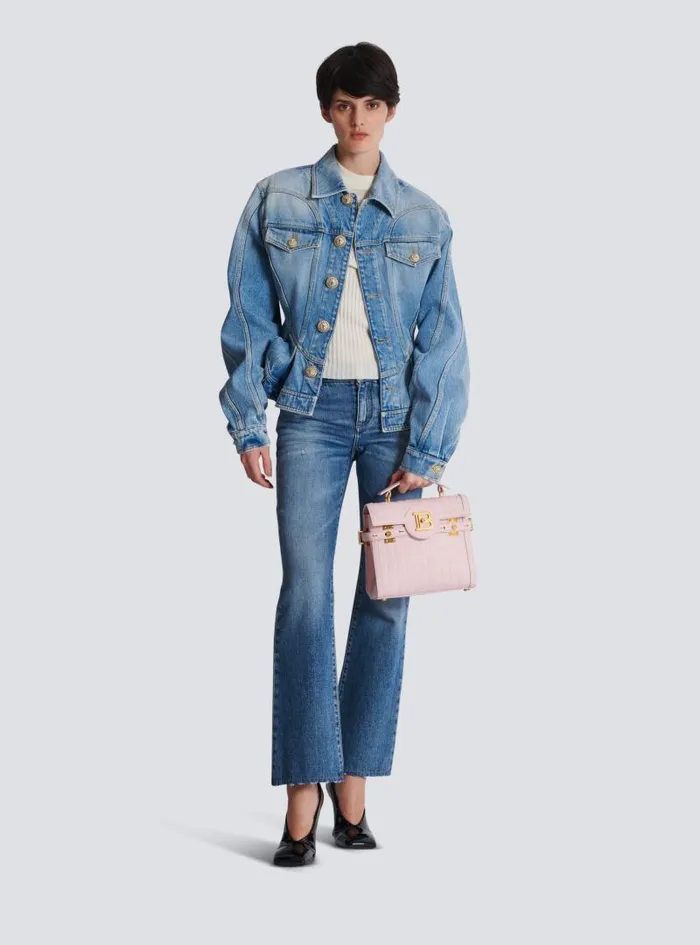 Balmain Crossbody Bags Women BBuzz 23 Bag In Grained PB Labyrinth Leather Pink Balmain Crossbody Bags Women BBuzz 23 Bag In Grained PB Labyrinth Leather Pink