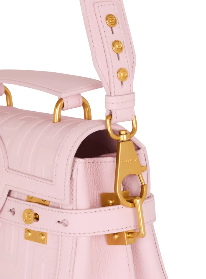 Balmain Crossbody Bags Women BBuzz 23 Bag In Grained PB Labyrinth Leather Pink