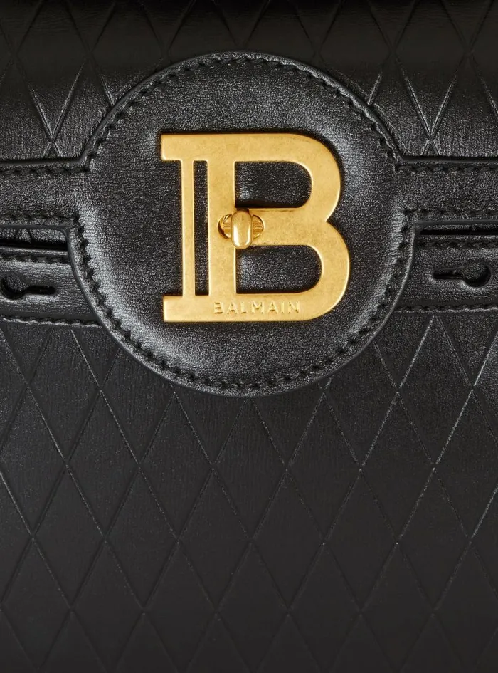 Balmain Crossbody Bags Women BBuzz 23 Bag In Gridembossed Calfskin Black