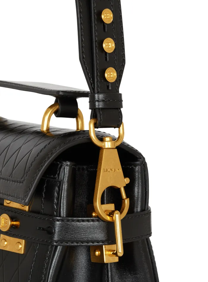 Balmain Crossbody Bags Women BBuzz 23 Bag In Gridembossed Calfskin Black