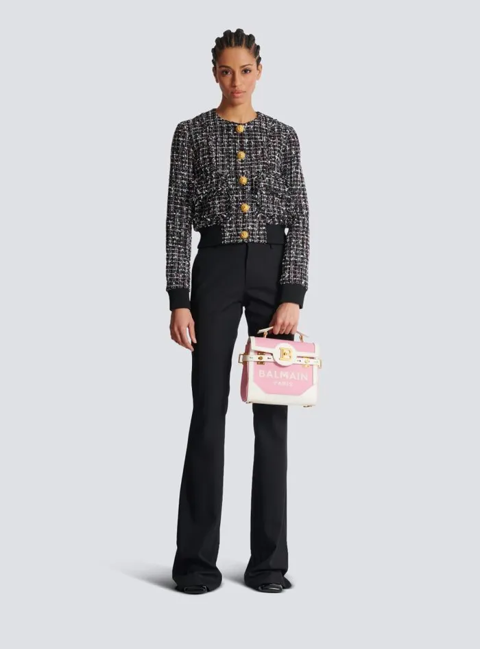 Balmain Crossbody Bags Women BBuzz 23 Canvas And Leather Bag Pink