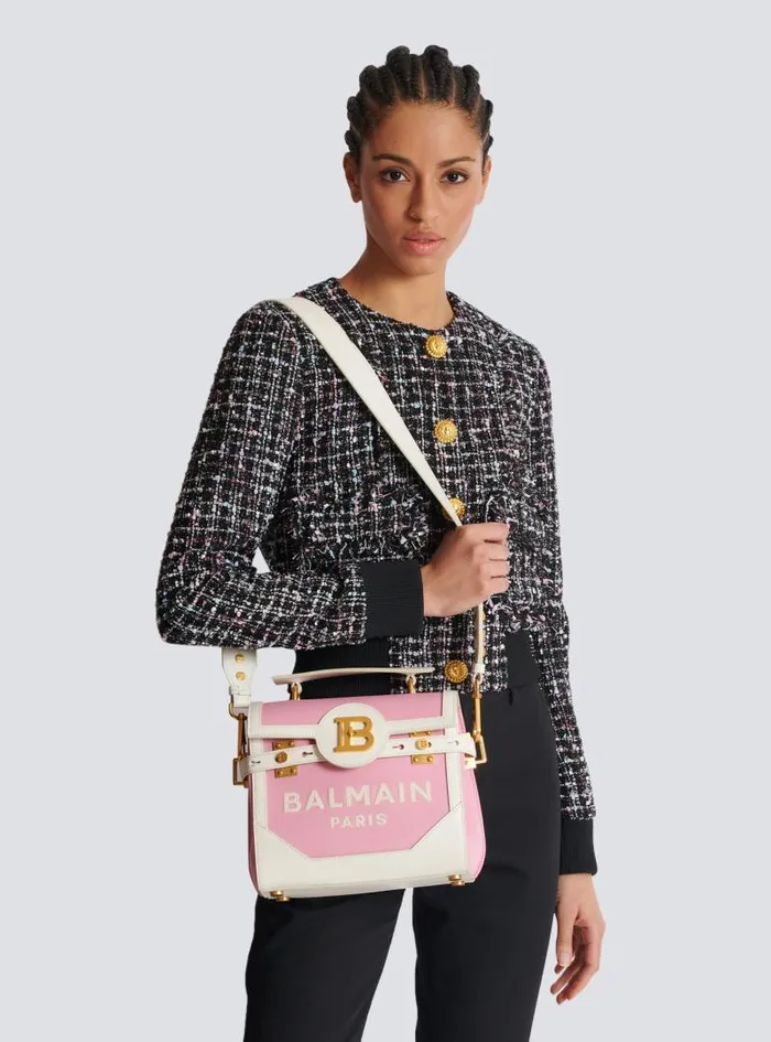 Balmain Crossbody Bags Women BBuzz 23 Canvas And Leather Bag Pink