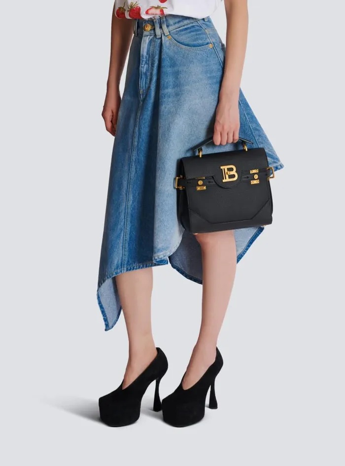 Balmain Crossbody Bags Women BBuzz 23 Grained Leather Bag Black