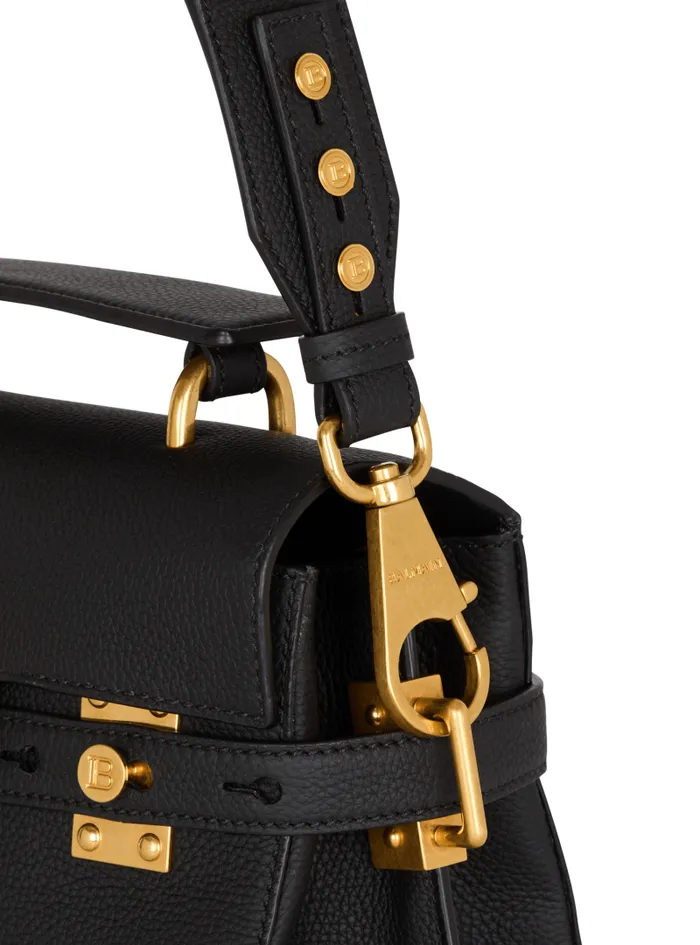 Balmain Crossbody Bags Women BBuzz 23 Grained Leather Bag Black