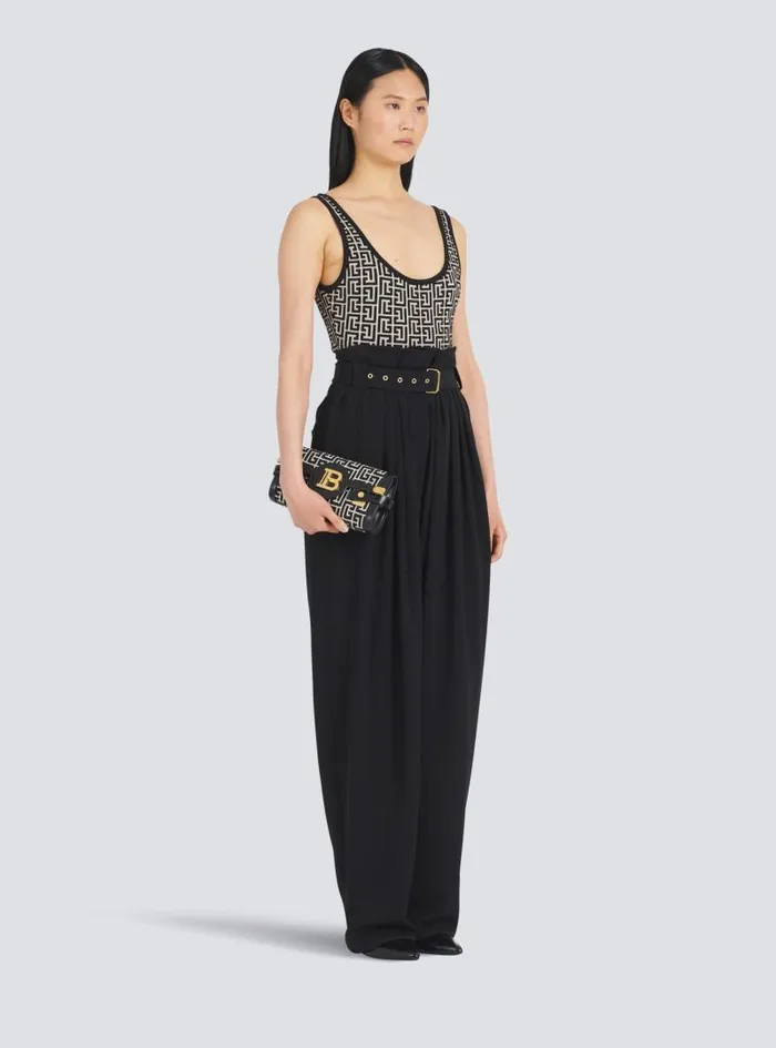 Balmain Crossbody Bags Women BBuzz 23 Leather Clutch Bag With Jacquard Monogram Black Balmain Crossbody Bags Women BBuzz 23 Leather Clutch Bag With Jacquard Monogram Black