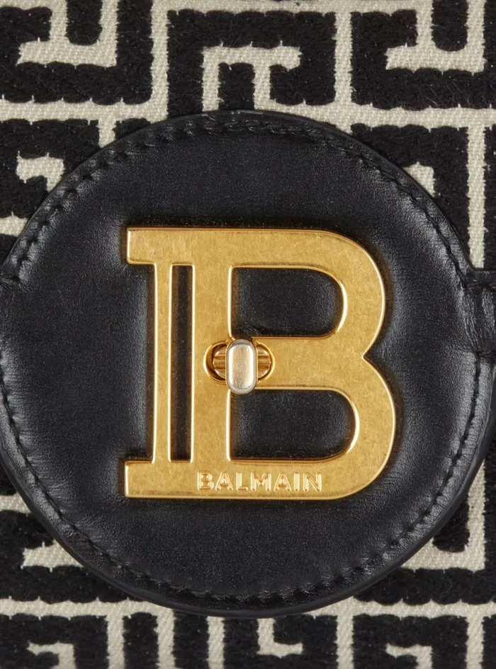 Balmain Crossbody Bags Women BBuzz 23 Leather Clutch Bag With Jacquard Monogram Black