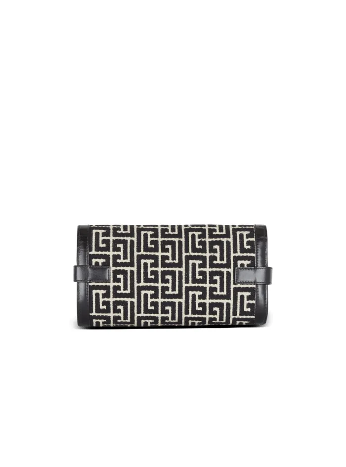 Balmain Crossbody Bags Women BBuzz 23 Leather Clutch Bag With Jacquard Monogram Black