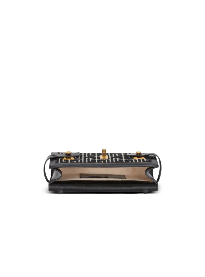 Balmain Crossbody Bags Women BBuzz 23 Leather Clutch Bag With Jacquard Monogram Black
