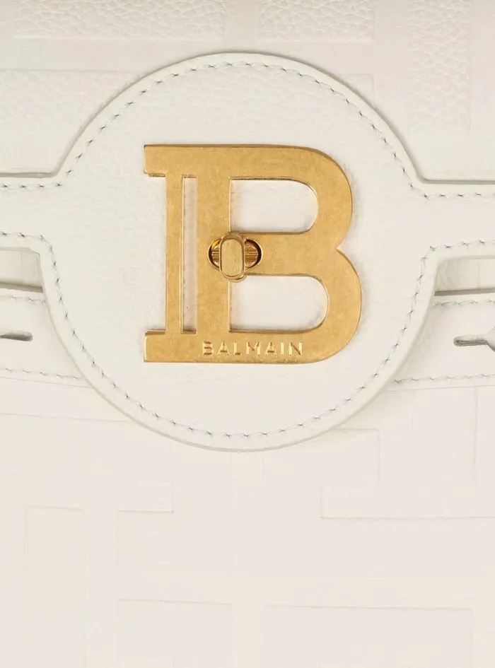 Balmain Crossbody Bags Women BBuzz 23 Monogram Grained Leather Bag Beige