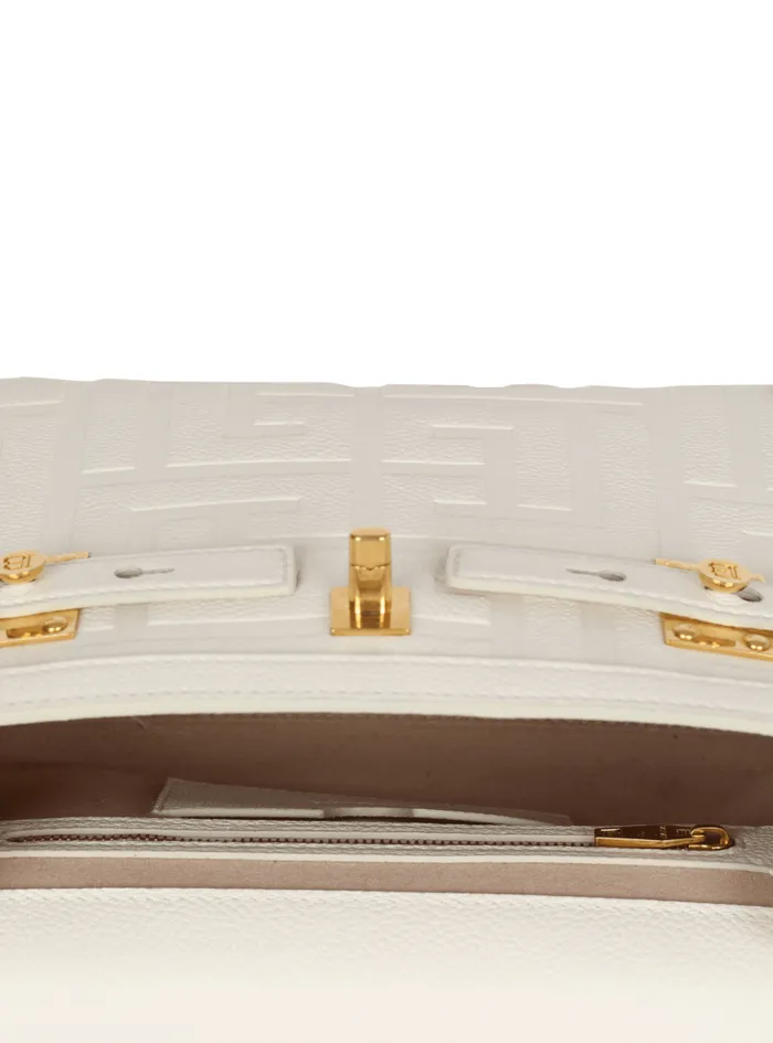 Balmain Crossbody Bags Women BBuzz 23 Monogram Grained Leather Bag Beige