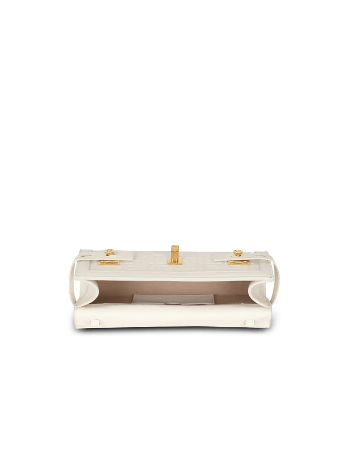 Balmain Crossbody Bags Women BBuzz 23 Monogrammed Grained Leather Clutch Beige