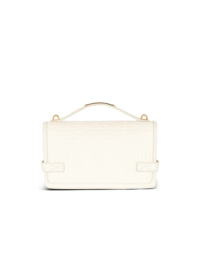 Balmain Crossbody Bags Women BBuzz 24 Monogrammed Grained Leather Bag Beige