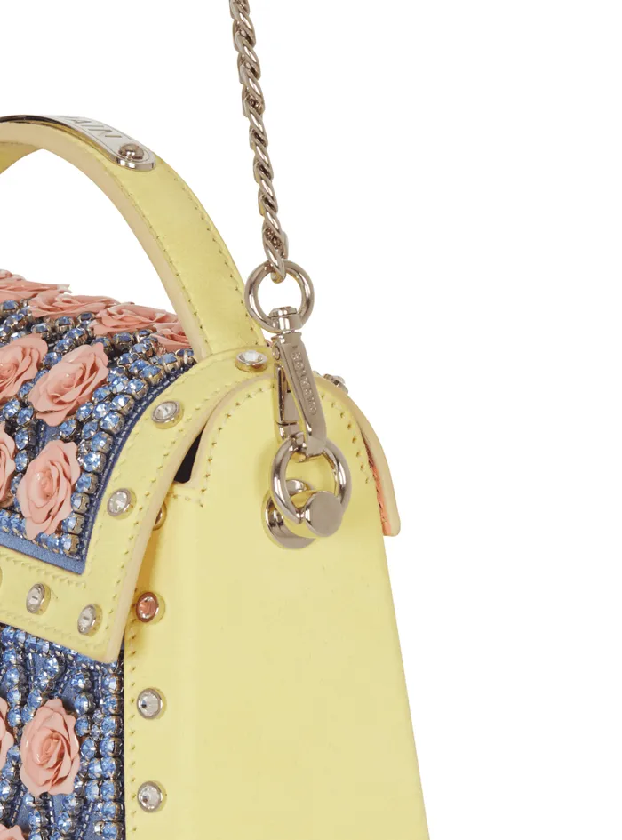 Balmain Crossbody Bags Women BBuzz Dynasty Bag Embroidered With Grid And Roses Multicolor