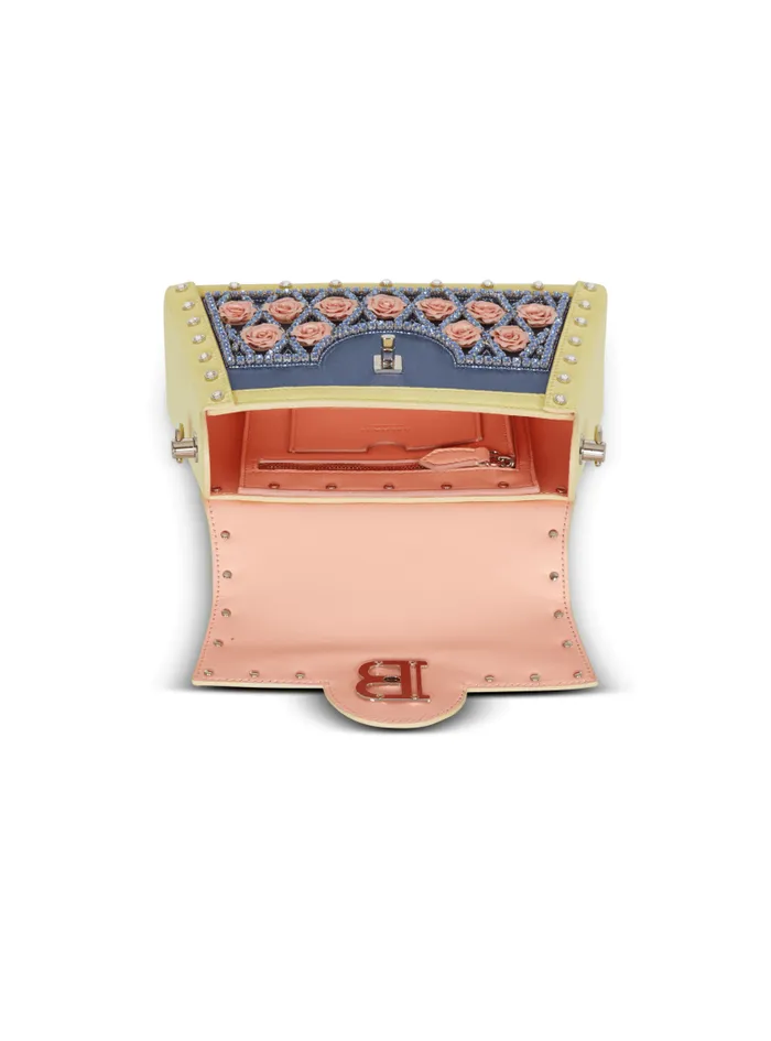 Balmain Crossbody Bags Women BBuzz Dynasty Bag Embroidered With Grid And Roses Multicolor