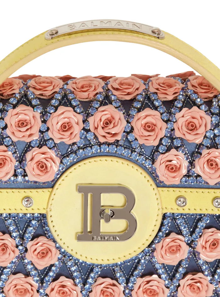 Balmain Crossbody Bags Women BBuzz Dynasty Bag Embroidered With Grid And Roses Multicolor