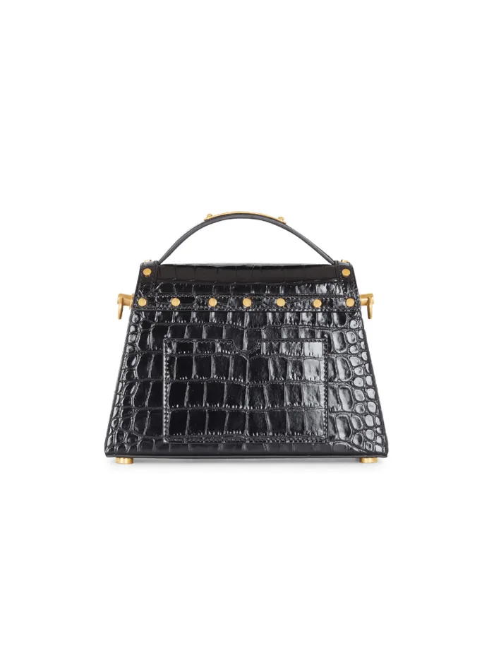 Balmain Crossbody Bags Women BBuzz Dynasty Bag In Crocodileprint Leather Black