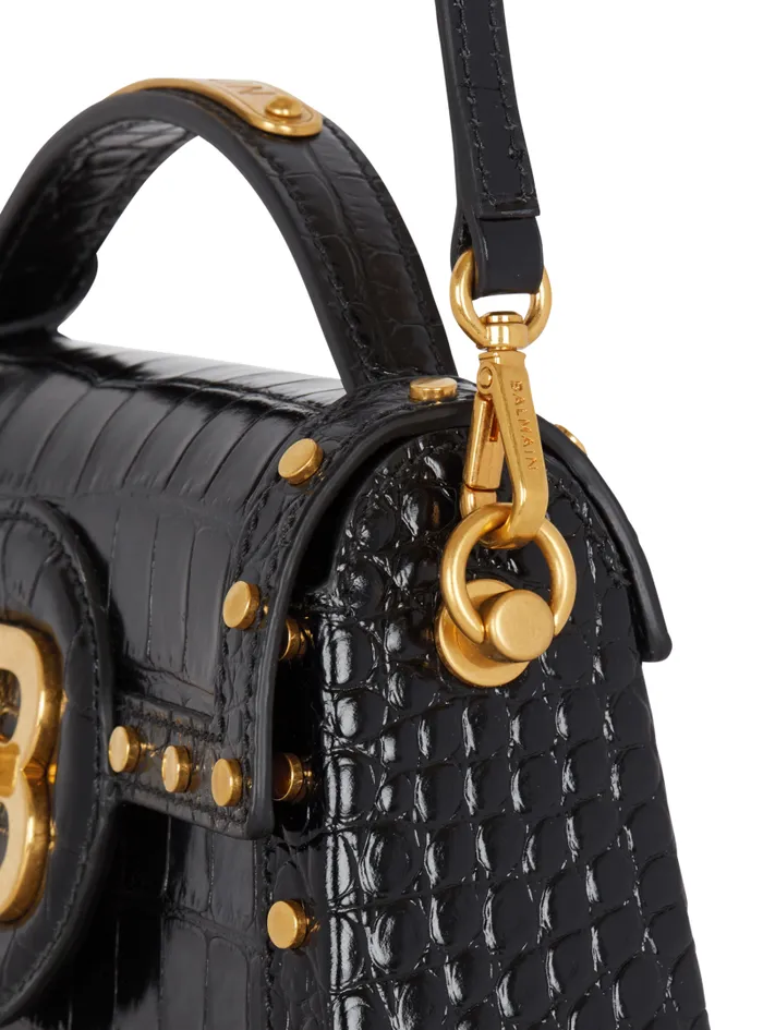 Balmain Crossbody Bags Women BBuzz Dynasty Bag In Crocodileprint Leather Black