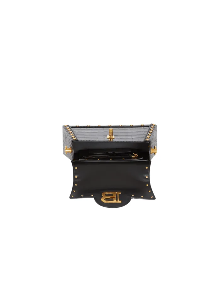 Balmain Crossbody Bags Women BBuzz Dynasty Bag In Crocodileprint Leather Black