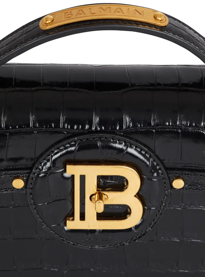 Balmain Crossbody Bags Women BBuzz Dynasty Bag In Crocodileprint Leather Black