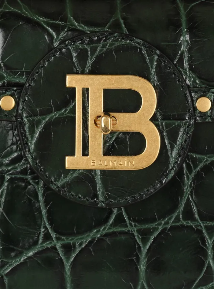 Balmain Crossbody Bags Women BBuzz Dynasty Bag In Crocodileprint Leather Green