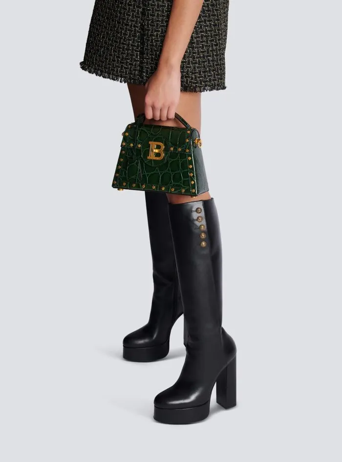 Balmain Crossbody Bags Women BBuzz Dynasty Bag In Crocodileprint Leather Green