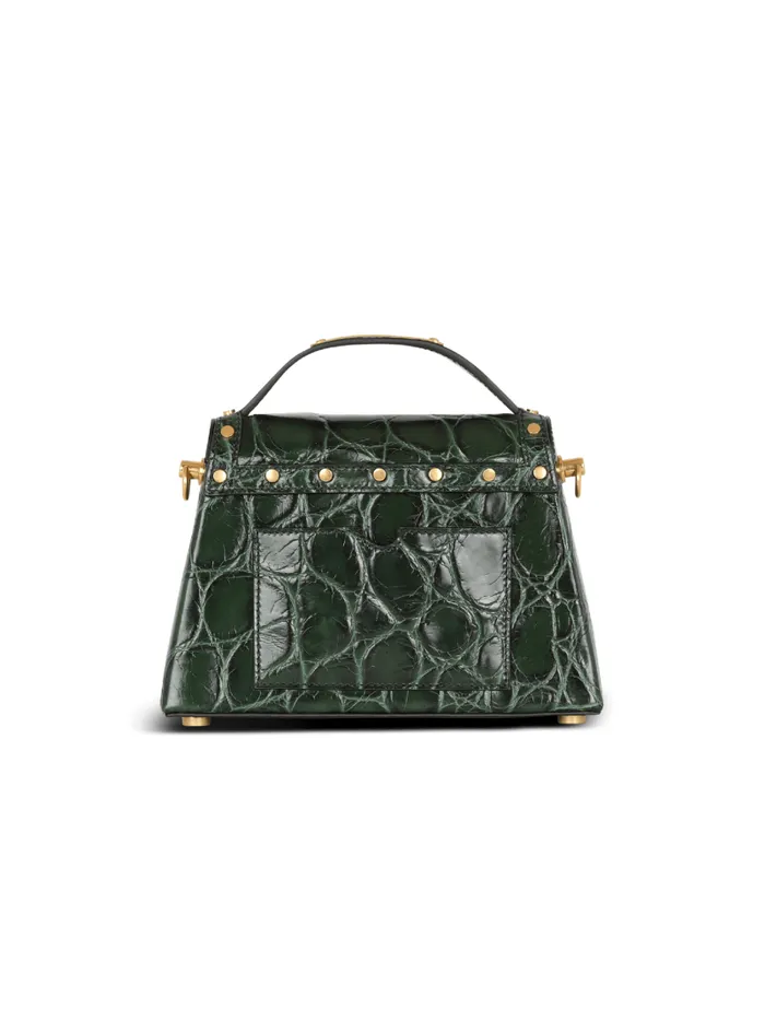 Balmain Crossbody Bags Women BBuzz Dynasty Bag In Crocodileprint Leather Green