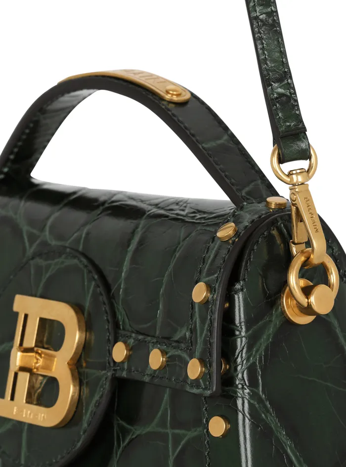 Balmain Crossbody Bags Women BBuzz Dynasty Bag In Crocodileprint Leather Green