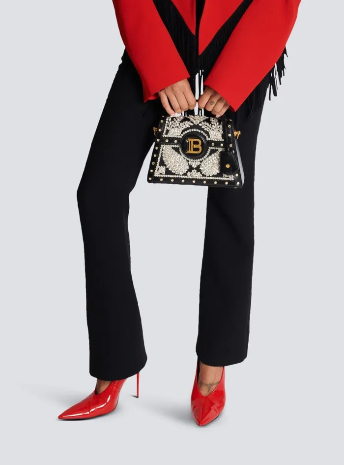 Balmain Crossbody Bags Women BBuzz Dynasty Bag In Embroidered Satin Black