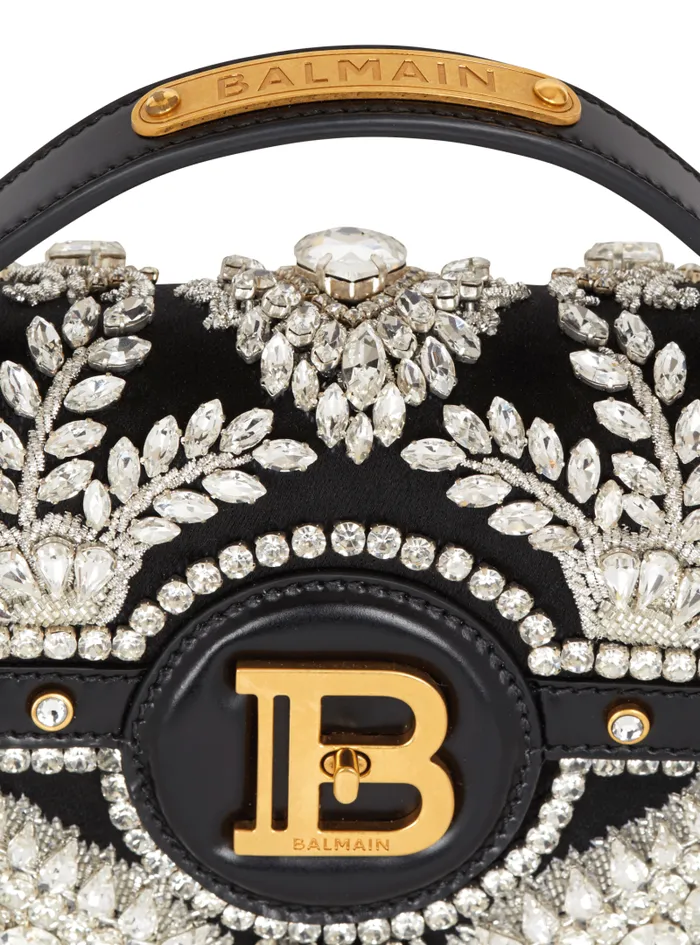 Balmain Crossbody Bags Women BBuzz Dynasty Bag In Embroidered Satin Black