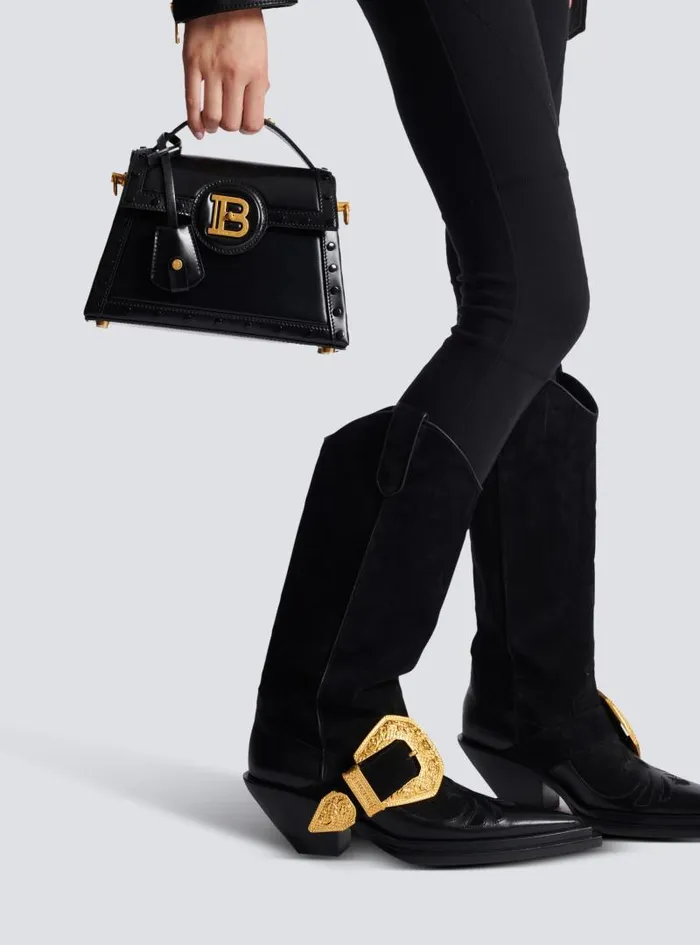 Balmain Crossbody Bags Women BBuzz Dynasty Bag In Glazed Leather Black