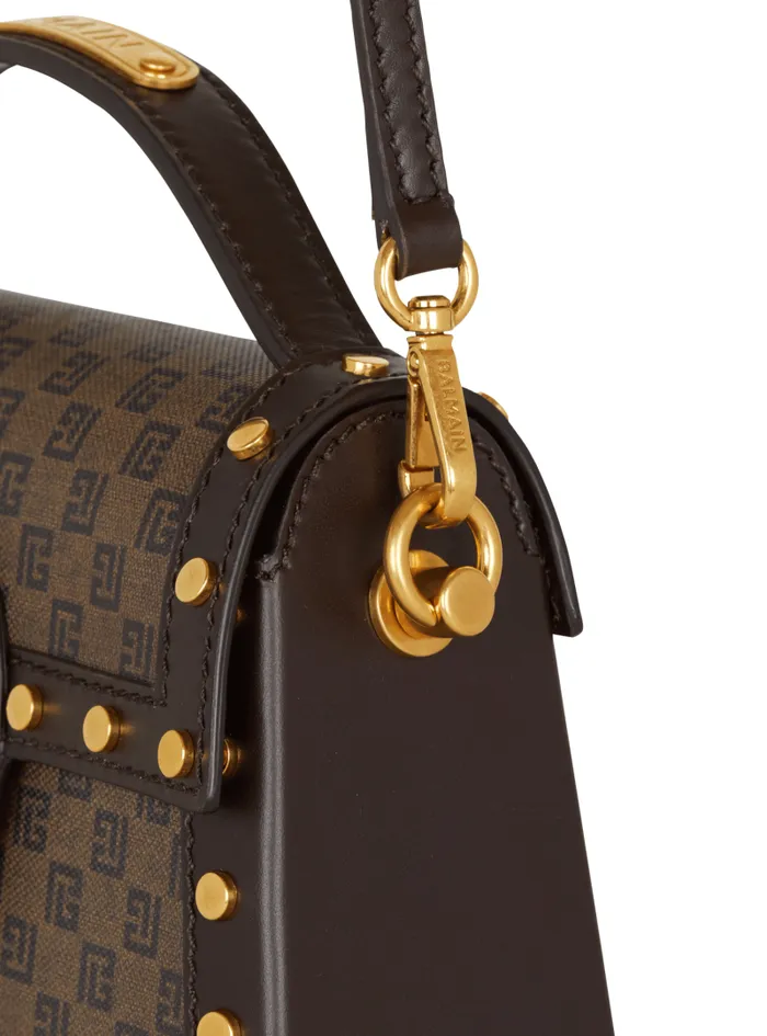 Balmain Crossbody Bags Women BBuzz Dynasty Bag In Mini Monogram Canvas Brown
