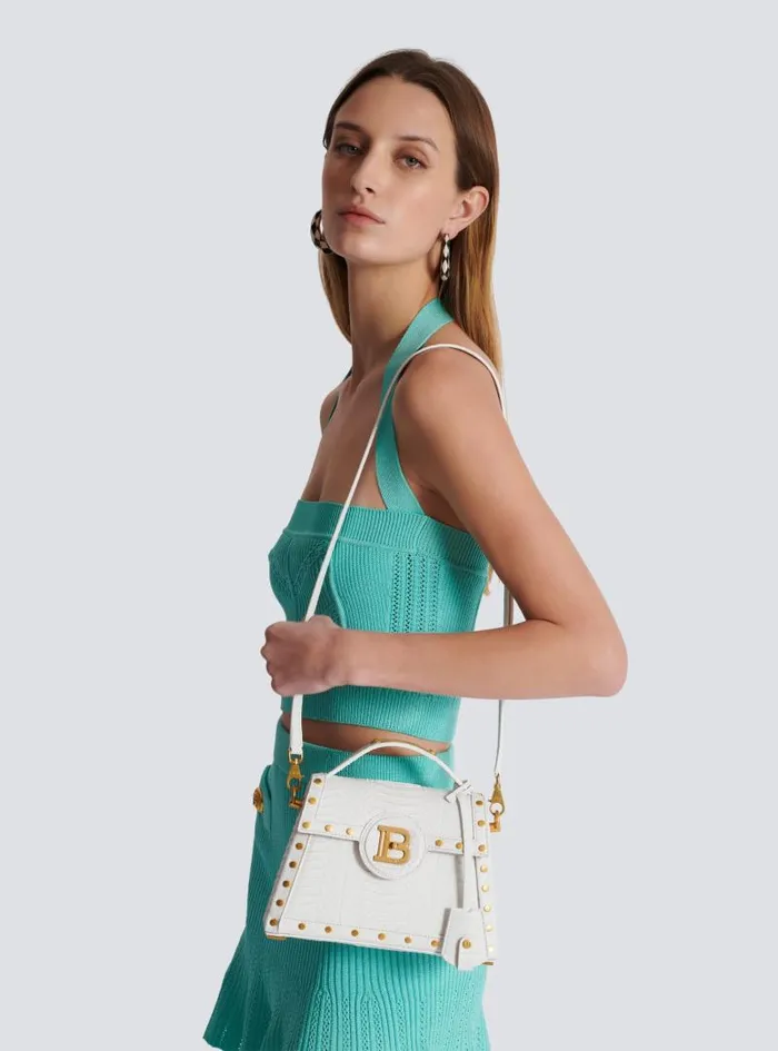Balmain Crossbody Bags Women BBuzz Dynasty Bag In Snakeskin Leather White