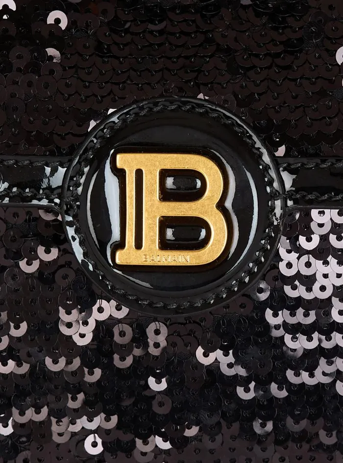 Balmain Crossbody Bags Women BBuzz Dynasty Small Bag In Leather And Sequins Black