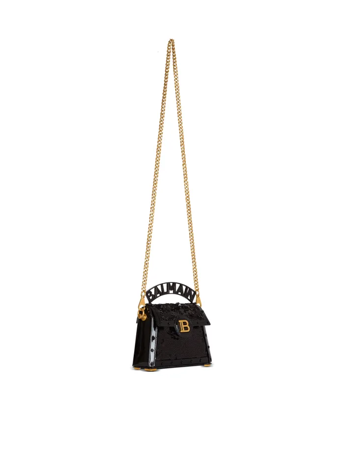 Balmain Crossbody Bags Women BBuzz Dynasty Small Bag In Leather And Sequins Black