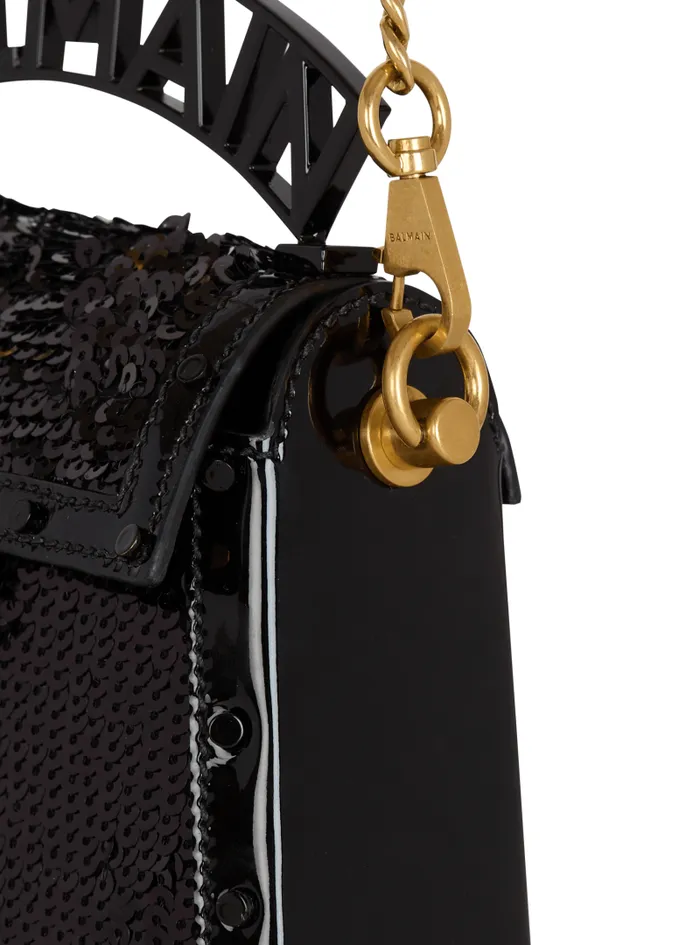 Balmain Crossbody Bags Women BBuzz Dynasty Small Bag In Leather And Sequins Black