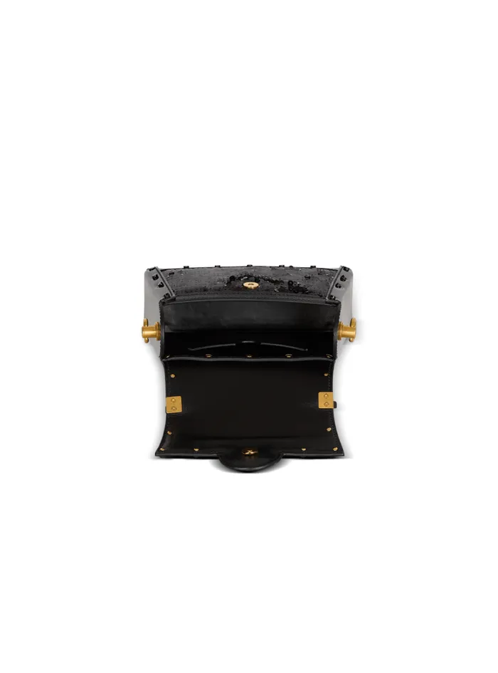 Balmain Crossbody Bags Women BBuzz Dynasty Small Bag In Leather And Sequins Black