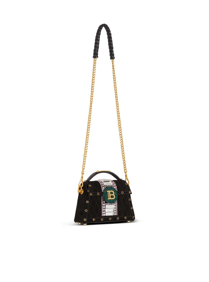 Balmain Crossbody Bags Women BBuzz Dynasty Small Suede Bag With Embroidery Black Balmain Crossbody Bags Women BBuzz Dynasty Small Suede Bag With Embroidery Black