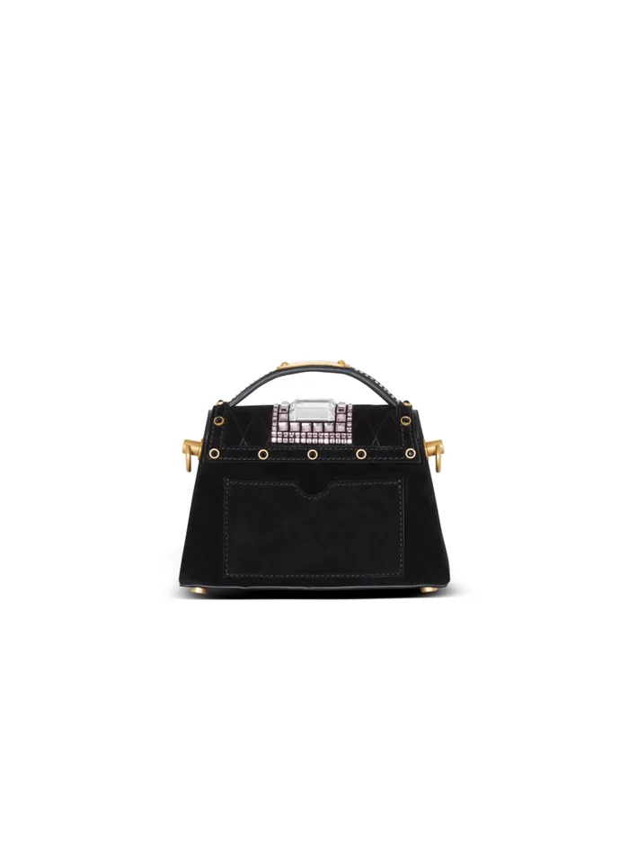 Balmain Crossbody Bags Women BBuzz Dynasty Small Suede Bag With Embroidery Black